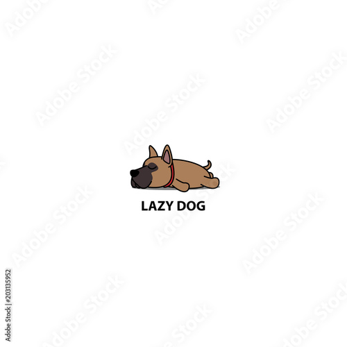 Lazy dog, cute brown great dane puppy sleeping icon, vector illustration