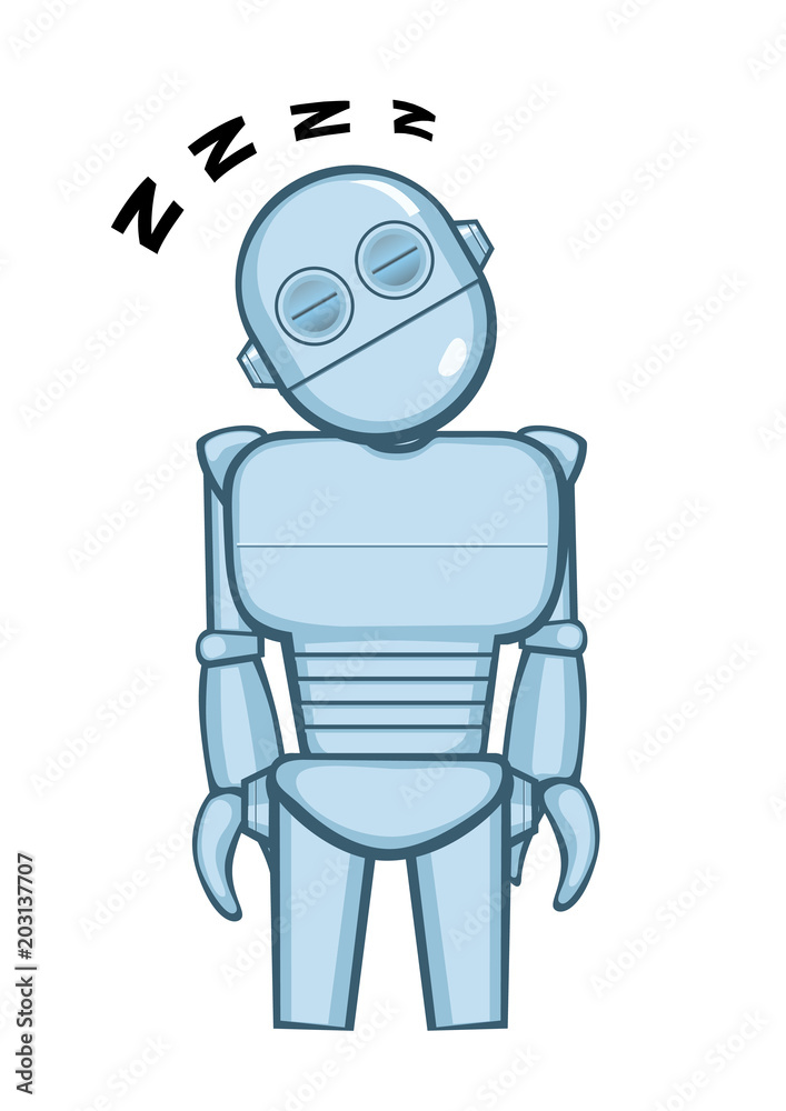 A metallic robot sleeping. Vector illustration A metallic robot sleeping. Vector illustration