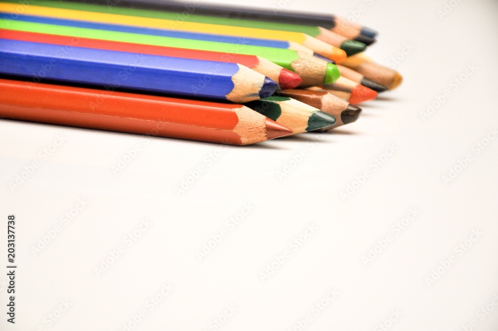 Colorful crayons or pencils