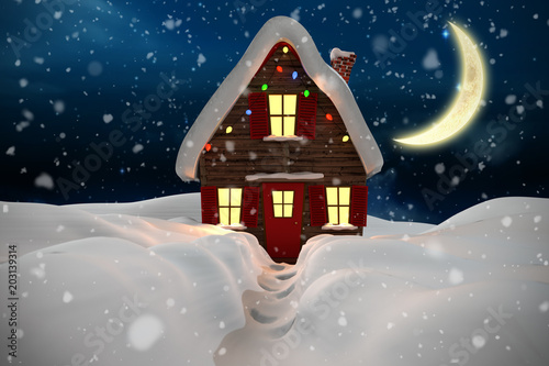 Wallpaper Mural Composite image of christmas house against stars twinkling in night sky Torontodigital.ca