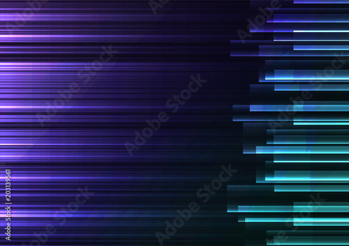 blue ocean frequency bar overlap in dark background, stripe layer backdrop, technology template, vector illustration