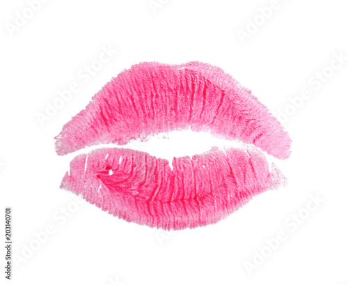 Plakat w ramie Lipstick kiss mark, isolated on white