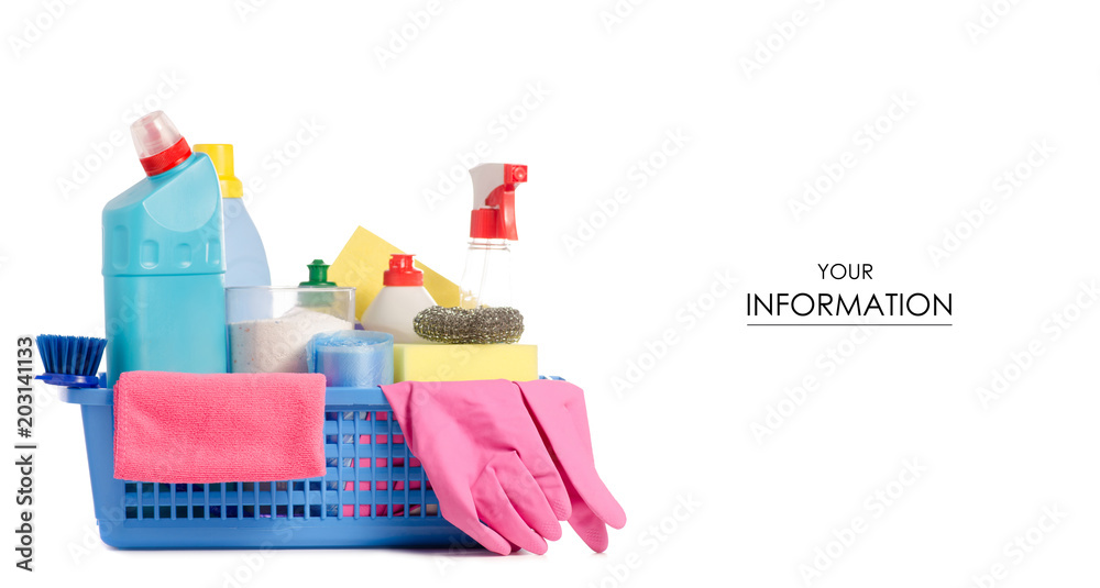 Set for cleaning cleanliness in a basket pattern Set for cleaning cleanliness in a basket pattern