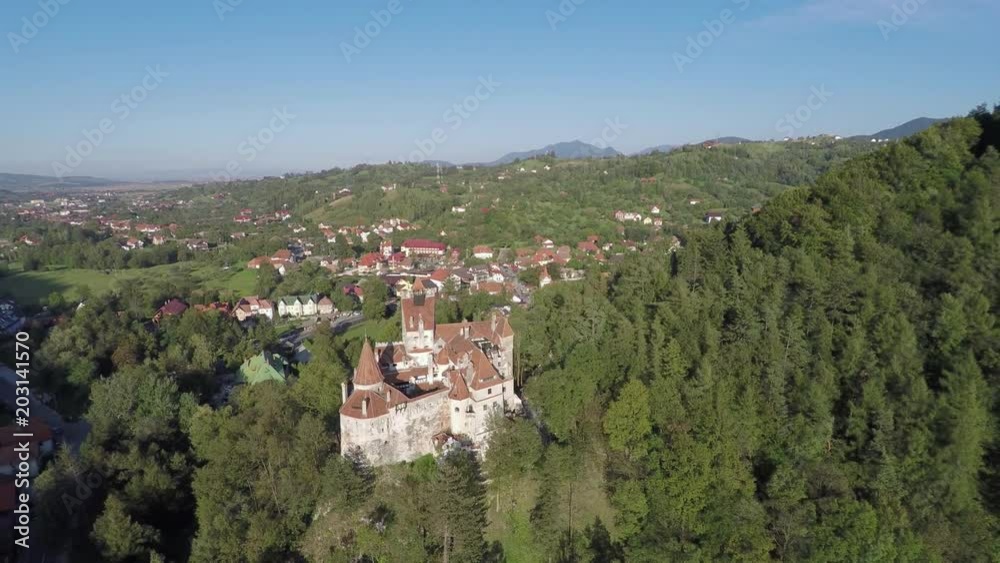 Aerial view of Bran Castle and its surroundings Aerial view of Bran Castle and its surroundings
