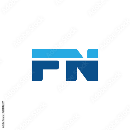 Initial letter FN, straight linked line bold logo, simple flat blue colors