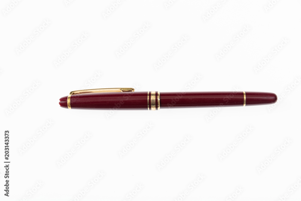 Luxury fountain pen isolated on white background, top view Luxury fountain pen isolated on white background, top view