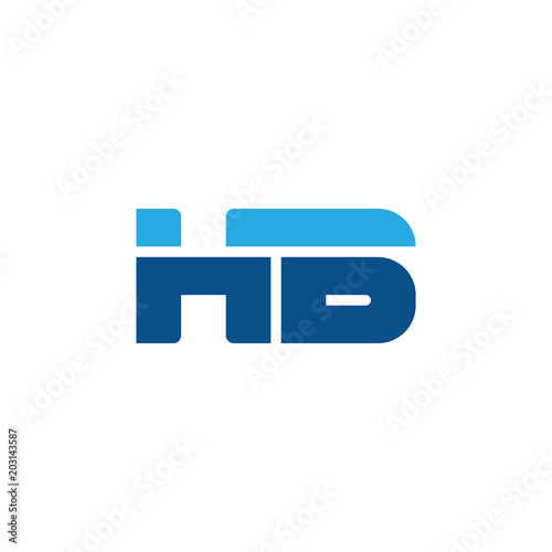 Initial letter HB, straight linked line bold logo, simple flat blue colors