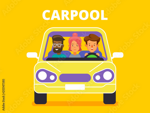 Carpool. Car sharing concept banner. photo