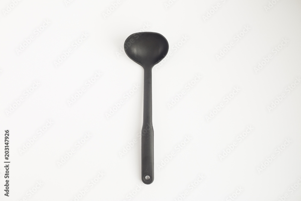 Black plastic kitchen cooking utensils