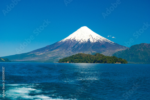 Volcano Osorno at lake shore in Chile