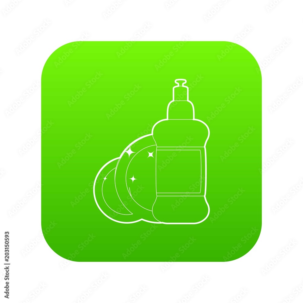 Dischwashing liquid icon green vector isolated on white background Dischwashing liquid icon green vector isolated on white background