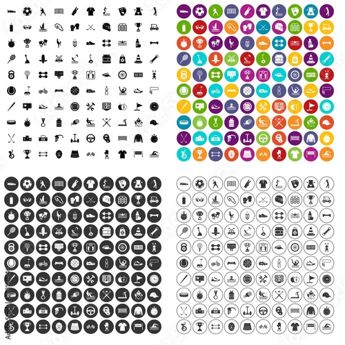 100 sportsmanship icons set vector in 4 variant for any web design isolated on white