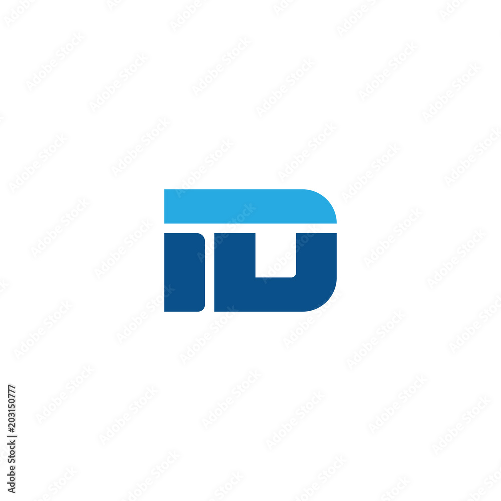 Initial letter ID, straight linked line bold logo, simple flat blue colors Initial letter ID, straight linked line bold logo, simple flat blue colors