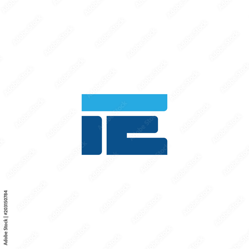 Initial letter IE, straight linked line bold logo, simple flat blue colors Initial letter IE, straight linked line bold logo, simple flat blue colors