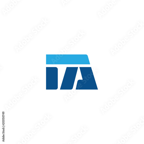 Initial letter IA, straight linked line bold logo, simple flat blue colors