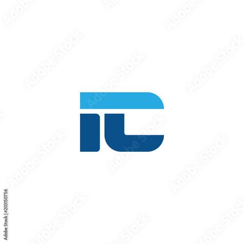 Initial letter IC, straight linked line bold logo, simple flat blue colors