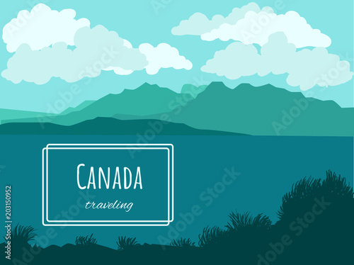 Vector  flat canadian landscape - parallax effect