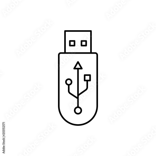 usb flash card line vector black icon