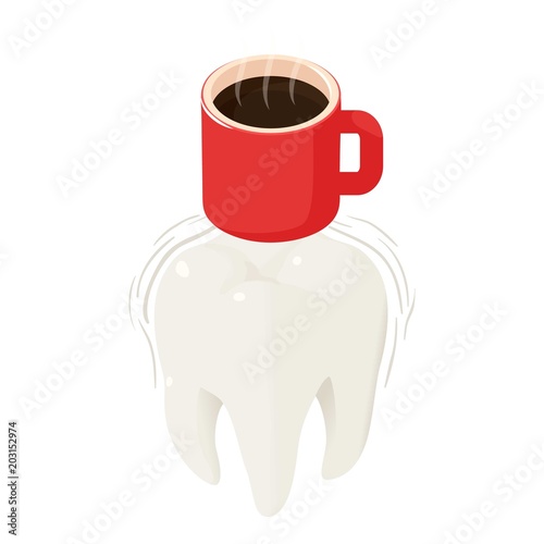 Coffee on tooth icon. Isometric of coffee on tooth vector icon for web design isolated on white background