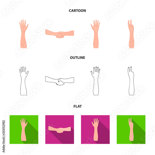 Sign Language cartoon,outline,flat icons in set collection for design.Emotional part of communication vector symbol stock web illustration.