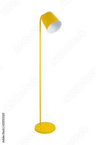 yellow floor lamp isolated on white background