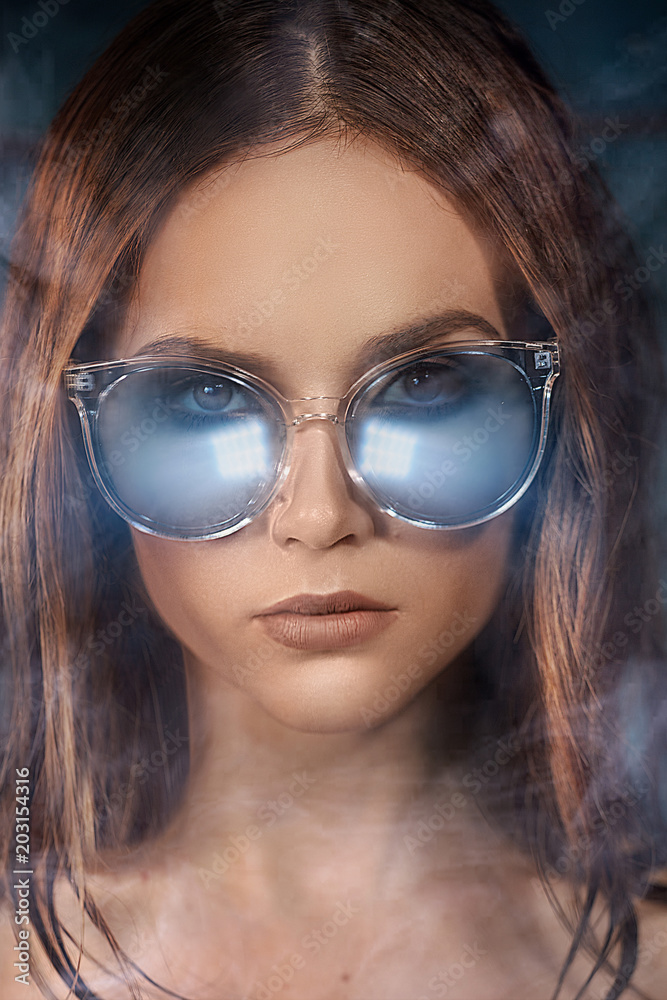 Beauty portrait of fashionable brunette woman. Beauty portrait of fashionable brunette woman.