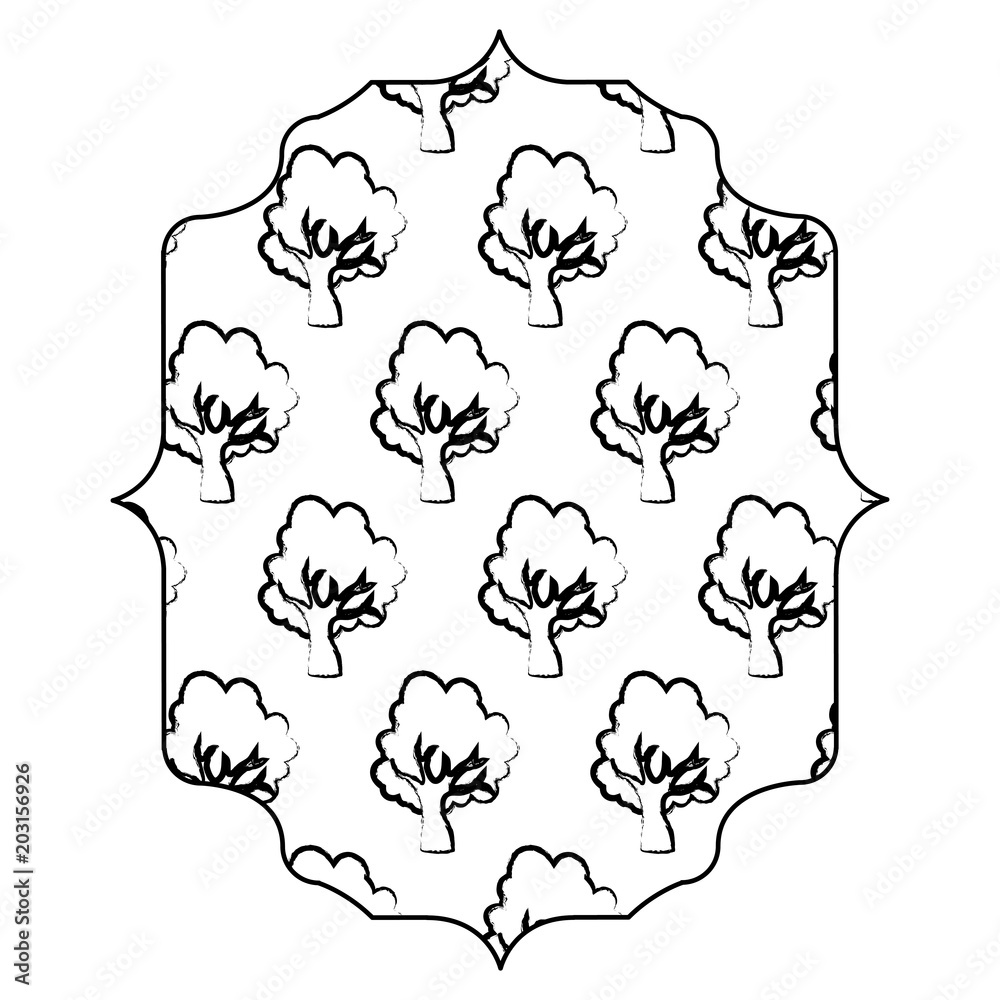 decorative arabic frame with trees pattern over white background, colorful design. vector illustration decorative arabic frame with trees pattern over white background, colorful design. vector illustration