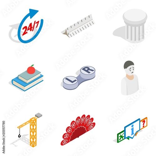 Remarkable work icons set. Isometric set of 9 remarkable work vector icons for web isolated on white background