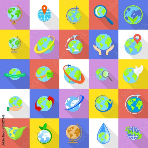 Globe Earth icons set. Flat illustration of 25 Globe Earth vector icons for web