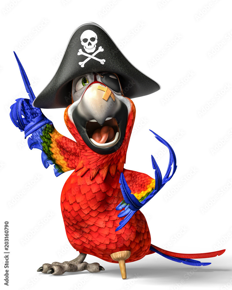 Fototapeta premium kreskówka papuga pirat
