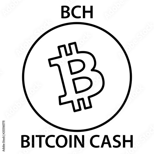 Bitcoin cash cryptocurrency blockchain icon. Virtual electronic, internet money or cryptocoin symbol, logo