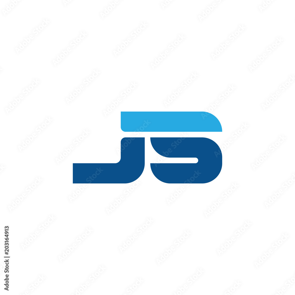 Initial letter JS, straight linked line bold logo, simple flat blue colors Initial letter JS, straight linked line bold logo, simple flat blue colors