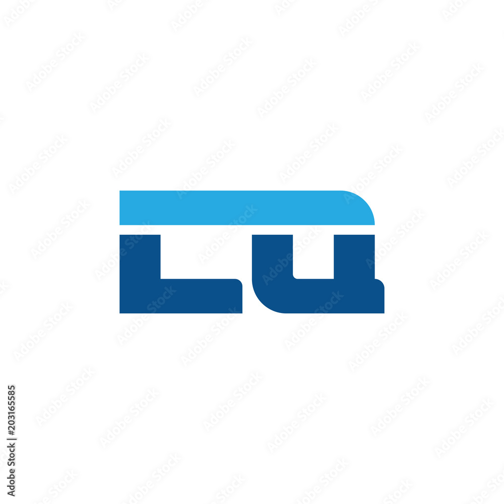 Initial letter LQ, straight linked line bold logo, simple flat blue colors Initial letter LQ, straight linked line bold logo, simple flat blue colors