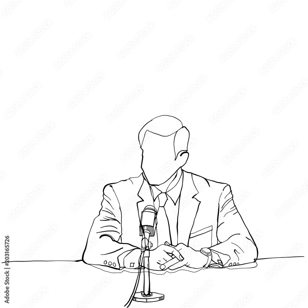Business interview announce hand drawing .copy space for your text.vector drawing. Business vector concept