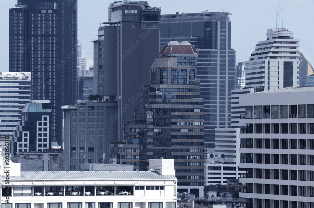 Density office buildings in modern city district. Density office buildings in modern city district.