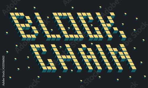 Blockchain vector illustration. Bitcoin and Ethereum trading concept.