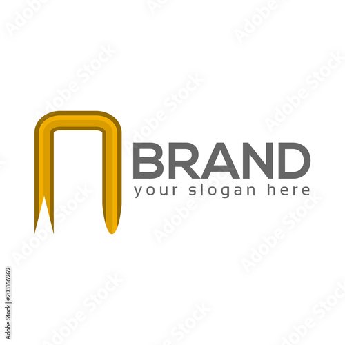 Fototapeta Naklejka Na Ścianę i Meble -  Letter N with ribbon on white background. Logo Design Template. Flat design