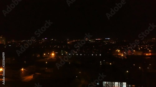 Wallpaper Mural shooting with quadcopter, review on provincial town at night. Torontodigital.ca