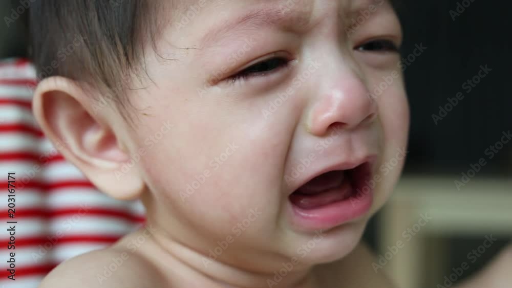baby cry with tears falling, unhappy feeling baby cry with tears falling, unhappy feeling