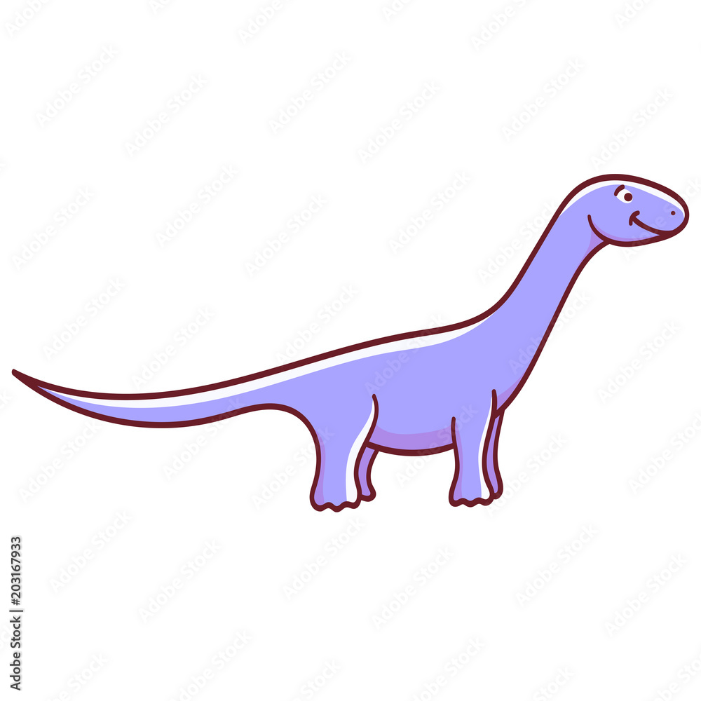 Fototapeta premium Cute cartoon dinosaur isolated on white background. Vector illustration