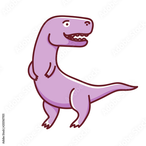 Cute cartoon dinosaur isolated on white background. Vector illustration