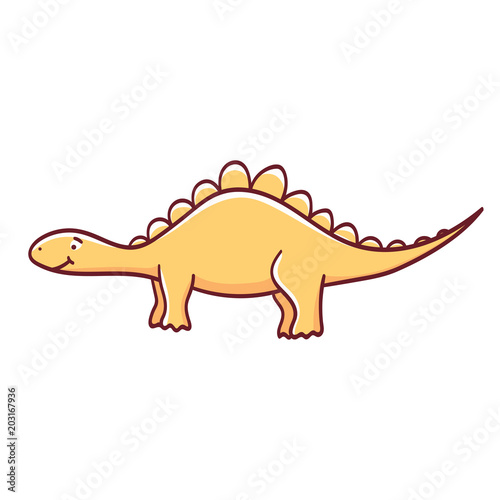 Fototapeta Naklejka Na Ścianę i Meble -  Cute cartoon dinosaur isolated on white background. Vector illustration