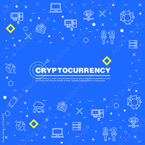 Blockchain vector illustration. Bitcoin and Ethereum trading concept.