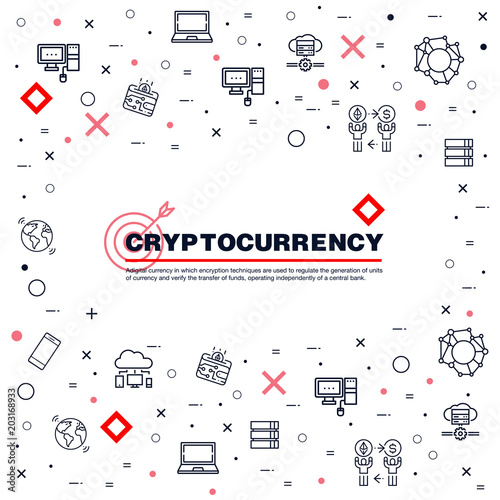 Blockchain vector illustration. Bitcoin and Ethereum trading concept.