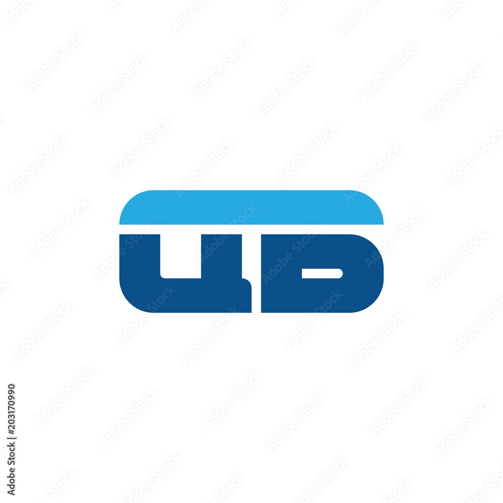 Initial letter QB, straight linked line bold logo, simple flat blue colors Initial letter QB, straight linked line bold logo, simple flat blue colors