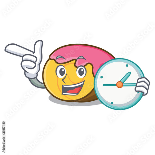 With clock swiss roll character cartoon photo