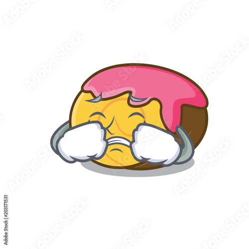 Crying swiss roll mascot cartoon photo