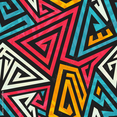 Graffiti geometric seamless pattern