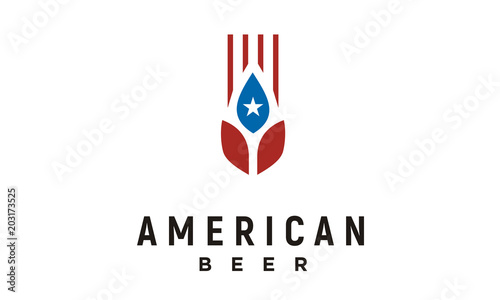 American Beer Brewery, Wheat Malt Beer Brewing logo design 
