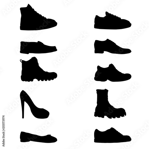 Vector Set of Black Silhouette Shoes